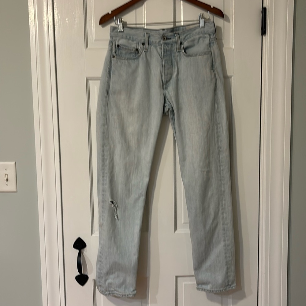 Rag and bone light washed fly button jeans